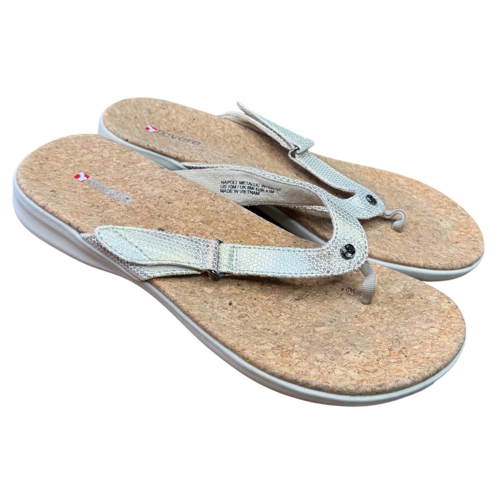 Revere Napoli Metallic Woven Flip‎ Flop Sandals Cork Footbed Women's US 10M